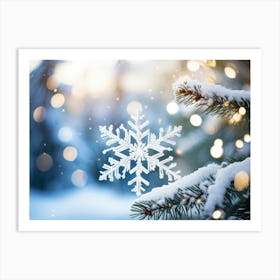 Abstract Decoration Of A Snowflake Structure Dominated By A Sparkling Excessively Blinding Whitenes Art Print