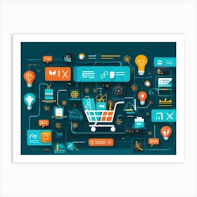 An Intricate Digital Rendering Of A Lively E Commerce Interface Design With Features Like A Shoppin (5) Art Print