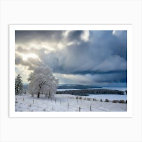 Storm Clouds Over A Snowy Landscape Art Print