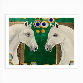 Two White Horses Art Print