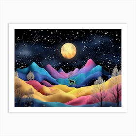 Moon And Stars Art Print