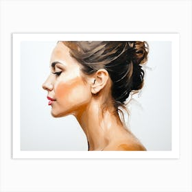 Side Profile Of Beautiful Woman Oil Painting 93 Art Print