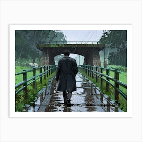 Default A Man Wearing A Coat Walking In The Countryside Art Print