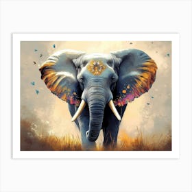 Elephant In The Grass Art Print