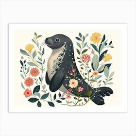 Little Floral Elephant Seal 2 Art Print