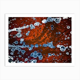 Modern Watercolor Abstraction Orange Ray In Blue 1 Art Print