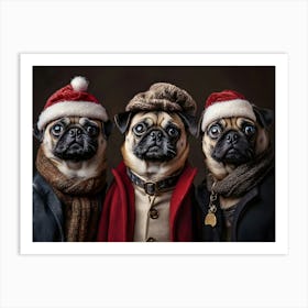 Christmas Pugs 2 Art Print