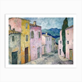 Pink Luminous Landscape Painting Inspired By Paul Cezanne Art Print