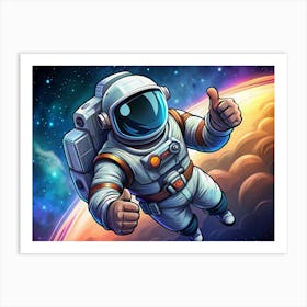 Astronaut Giving Thumbs Up In Space Art Print