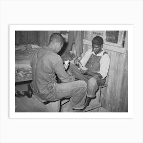 Game Of Coon Can Played By Group Of Es In Bunkhouse Off Strawberry Pickers Near Hammond, Louisiana By Russell Art Print