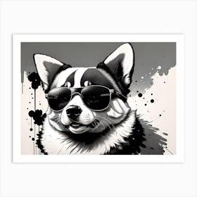 Corgi Dog With Sunglasses 2 Art Print