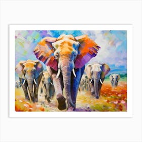 Elephants In The Wild Art Print