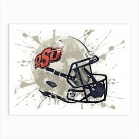 Oklahoma State Cowboys White NCAA Helmet Poster Art Print