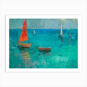 Sailboats In The Sea 13 Art Print