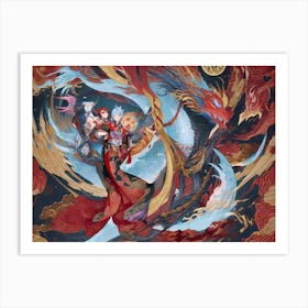 Dragon And Phoenix 1 Art Print