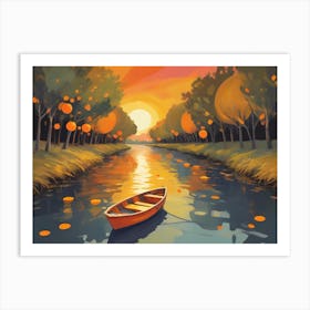 Sunset On The River Art Print