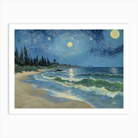 Starry Night Over The Beach Art Print