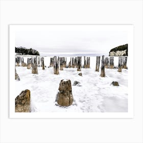 Frozen Echoes of Fayette Lake Michigan: Fayette Historic State Park Art Print