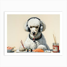 A poodle learning japanese Art Print