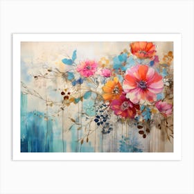 Vintage Bright Flowers 18 Art Print