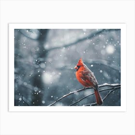 Cardinal In The Snow Art Print