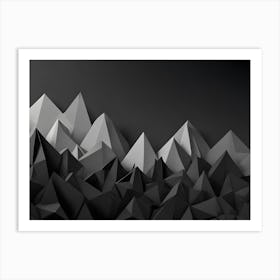 Abstract Black And White Geometric Mountain Range Art Print