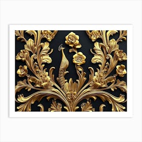 Gold Floral Pattern 2 Art Print