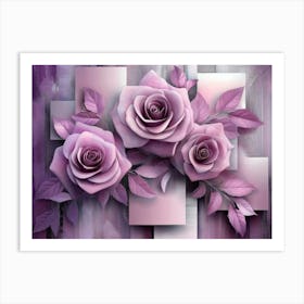 3d Modern Purple Roses Art Print