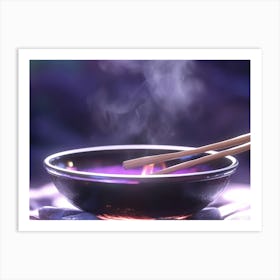 Bowl Of Soup With Chopsticks Art Print