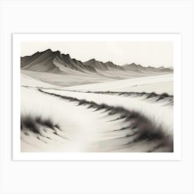 A Digital Painting Of A Desert Landscape With Mountains In The Distance Art Print