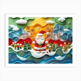 Paper Quilling Santa Claus and Elves Art Print