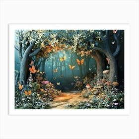 3d Enchanted Forest With Magical Creatures 1 Art Print