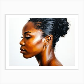 Side Profile Of Beautiful Woman Oil Painting 117 Art Print