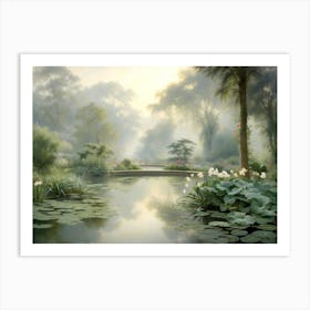 Misty Morning At The Botanical Garden 1 Art Print