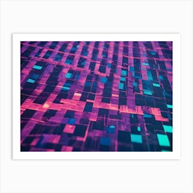 Abstract Image Of A Series Of Rectangular Panels In Shades Of Pink And Blue, Creating A Geometric And Futuristic Aesthetic Art Print