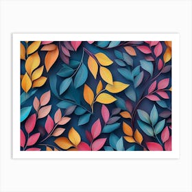 Colorful Leaves Pattern 1 Art Print