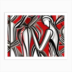 Woman In Red And Black Art Print