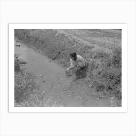 Washing In Irrigation Ditch, Chamisal, New Mexico By Russell Lee Art Print