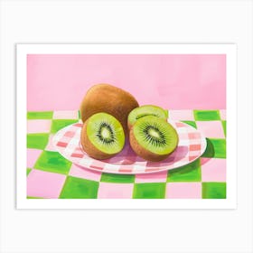 Kiwi Pink & Green Checkerboard Art Print