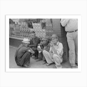 Farmers Squatting On Sidewalk, Caruthersville, Missouri By Russell Lee Art Print