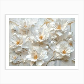 White Magnolia Flowers Art Print