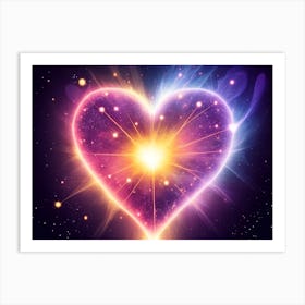 A Colorful Glowing Heart On A Dark Background Horizontal Composition 10 Art Print