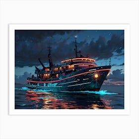 Ship In The Night Art Print