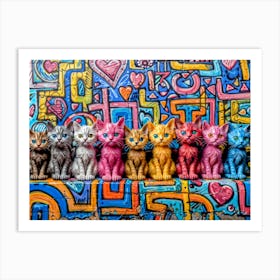 Colorful Cats Art Print