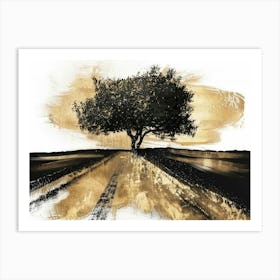 Tree On The Road Canvas Print Art Print