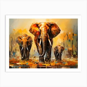 Stunning Abstract Elephant Art: Vibrant Modern Digital Painting of the Savannah Poster