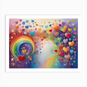 Rainbow Hearts 5 Art Print