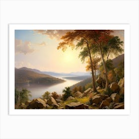 Sunset Over The Lake Art Print