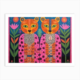 Leopard 1 Folk Style Animal Illustration Art Print