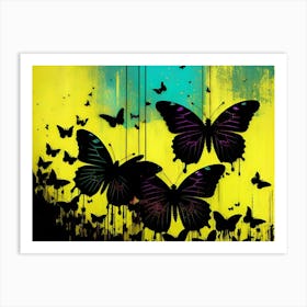 Butterflies On A Yellow Background 1 Art Print